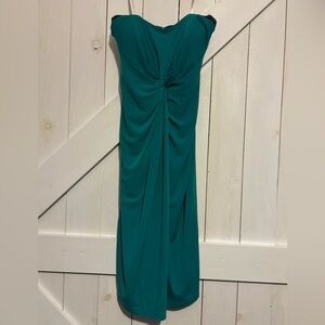 Boston Proper size 8 teal green strapless dress with knotted chest